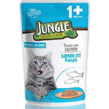 Jungle 100 gr Pouch Somonlu Kedi Konservesi