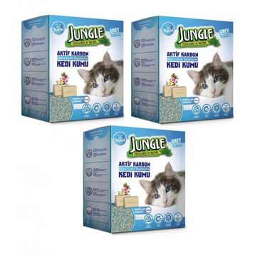 Jungle Aktif Karbonlu Marsilya Sabunlu Ekstra Topaklanan 3x6 lt Kedi Kumu