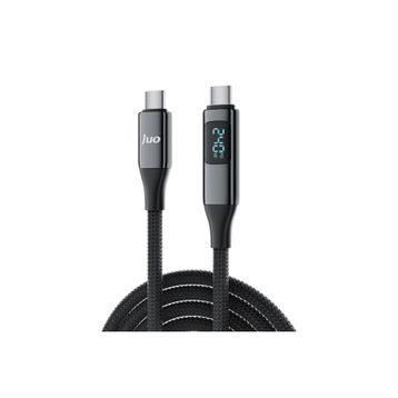 Juo 1.25 mt 240W USB 3.1 GeN2 10 GBPS E-Mark Çipli Led Display 4K 60 Hz Görüntü ve Type-C Hızlı Şarj Kablosu