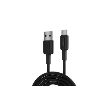 Juo 1 mt 12W Siyah USB-A to Type-C Silikon Hızlı Şarj ve Data Kablosu