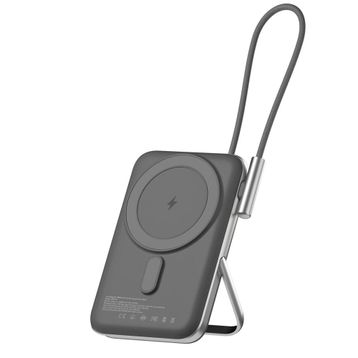 Juo 10.000 mAh 20W Siyah Dahili Type-C Kablolu Taşınabilir Standlı Hızlı Şarj Cihazı Magsafe Powerbank