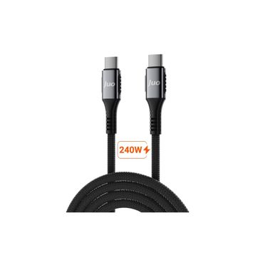 Juo 240W 5A E-Mark Çipli Örgülü USB PD Type-C to Type-C 1 mt Hızlı Şarj ve Data Kablosu