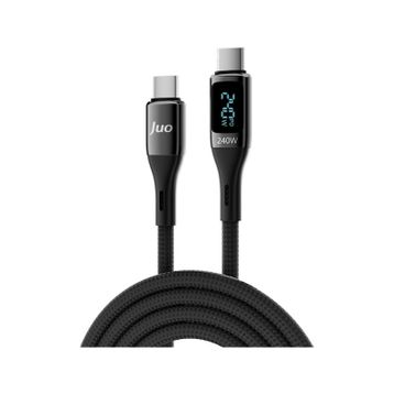 Juo 240W Dijital Led Ekranlı E-Mark Çipli PD 3.1 USB Type-C to Type-C 1 mt Hızlı Şarj ve Data Kablosu
