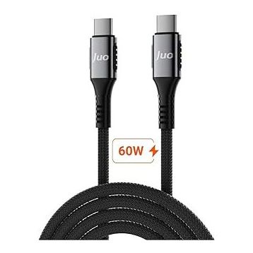 Juo 60W 1 mt USB Type-C to Type-C Örgülü PD Hızlı Şarj ve Data Kablosu
