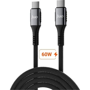Juo 60W 2 mt USB Type-C to Type-C Örgülü PD Hızlı Şarj ve Data Kablosu