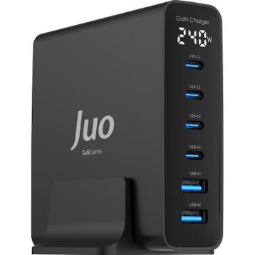Juo GAN PD 3.1 240W Masaüstü Hızlı Şarj Cihazı 4 Type-C ve 2 USB-A iPhone Macbook Laptop Uyumlu Şarj Aleti