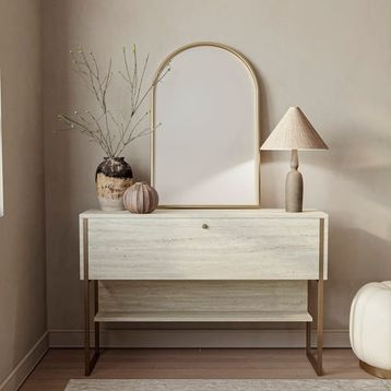 Just Home Artemis 80x30x120 cm Traverten Altın Dresuar