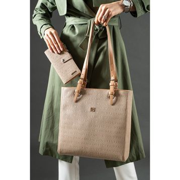 Just Polo AS4067 Kum Camel Kadın Omuz Çantası Cüzdan Kombini