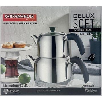 Kahramanlar 4 Parça Delux Soft Mini Boy Antrasit Çaydanlık Takımı