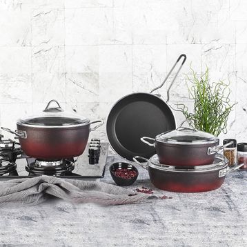 Kahramanlar 4423 Fiesta Kırmızı Granit 7 Parça Tencere Seti