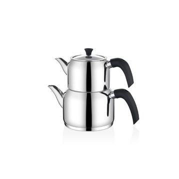 Kahramanlar Delux Siyah Orta Boy Çaydanlık