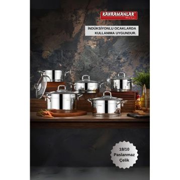 Kahramanlar Sırma 10 Parça Çelik Tencere Seti