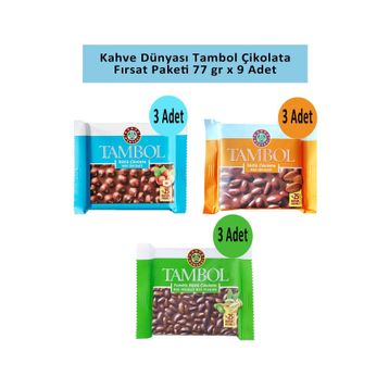 Kahve Dünyası Tambol 77 gr 3 Çeşit Çikolata (3 adet)