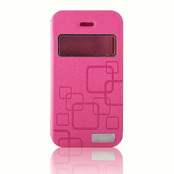 Kaku iPhone 4S Pembe Yan Kapaklı Kılıf