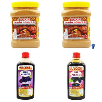Kalaycıoğlu 2x935 gr Bozkır Çifte Kavrulmuş Kepekli Tahin + 950 gr Üzüm Pekmezi + 950 gr Dut Pekmezi