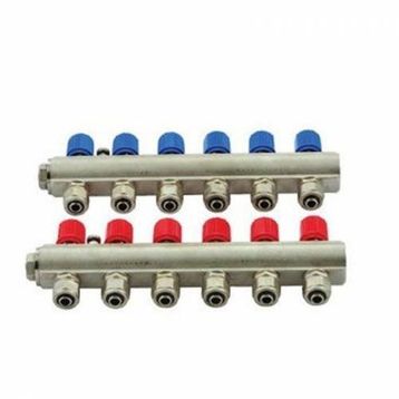 Kalde 1" Kırmızı Mavi Kendinden Vanalı Kollektör 4 Ağızlı Set