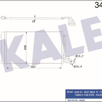Kale 342395 VW Polo Audi A1-A1 Sportback Seat Ibiza V-Toledo IV AL-AL Klima Kondenseri
