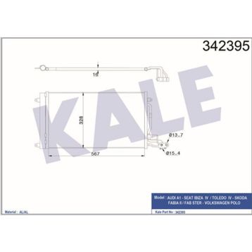 Kale 342395 VW Polo Audi A1-A1 Sportback Seat Ibiza V-Toledo IV AL-AL Klima Kondenseri