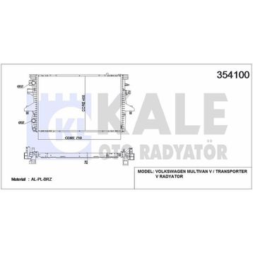 Kale 354100 Transporter V Multivan V 1.9TDI 2.0 03-09 MT Ac Nac Brazing 710x Su Radyatörü
