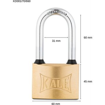 Kale BC9060L 60 mm Sarı Pirinç Uzun Kanca Asma Kilit