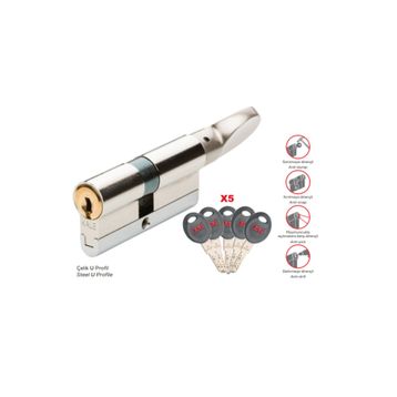Kale Kilit 164 Cec M Mandallı Topuzlu 40+10+40 90 mm Kilit Göbeği