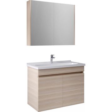 Kale Krea 80 cm Kapaklı Takım Beyaz Banyo Dolabı