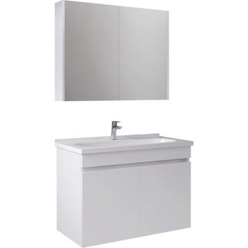 Kale Krea 80 cm Kapaklı Takım Beyaz Banyo Dolabı