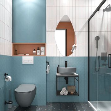 Kale Volo 45 CM Yuvarlak Mat Gri Lavabolu Metal Banyo Mobilya Seti