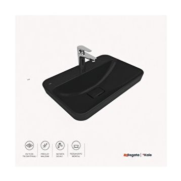 Kale Zero 2.0 60x40 cm Siyah Yarı Gömme Dikdörtgen Lavabo