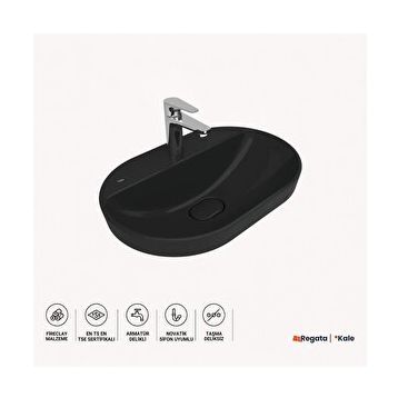 Kale Zero 2.0 60x40 cm Siyah Yarı Gömme Oval Lavabo