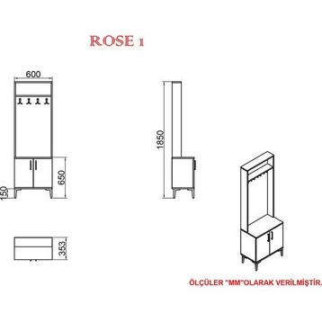 Kalender Dekor Rose-1 Kahverengi Portmanto Vestiyer Ayakkabılık