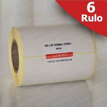 Kalite Barkod 50x100 6 Rulo 3000 Adet Termal Barkod Etiketi