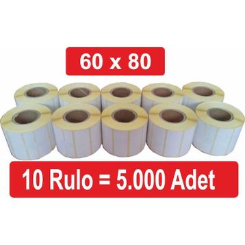 Kalite Barkod 60x80 10 Rulo 5000 Adet Termal Barkod Etiketi