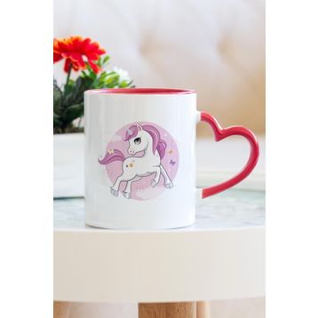Kalp Desenli Kupa Bardak