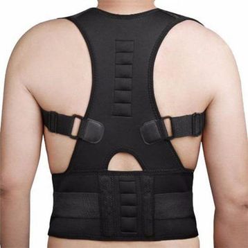 Kambur Önleyici Omuz Dik Durus Korsesi Unisex Siyah Deri Desenli Kemerli Ayarlanabilir