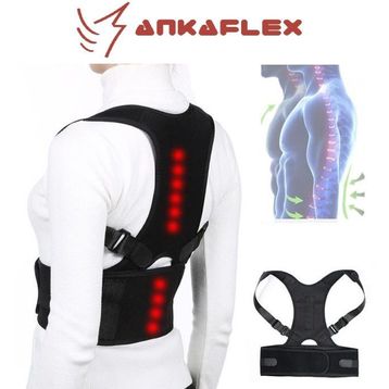 Kambur Önleyici Omuz Dik Durus Korsesi Unisex Siyah Deri Desenli Kemerli Ayarlanabilir