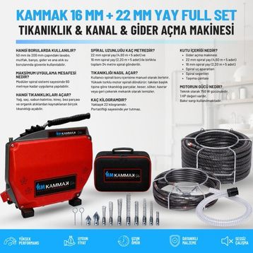 Kammak 16 mm + 22 mm Yay Full Set Gider Açma Makinesi