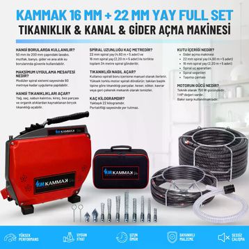 Kammak 16 mm + 22 mm Yay Full Set Gider Açma Makinesi