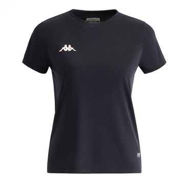 Kappa 331E2IWA01-3 W Kombat Dhola Bisiklet Yaka Regular Fit Düz Siyah Kadın T-Shirt
