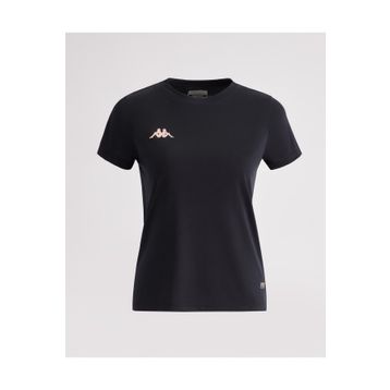 Kappa 331E2IWA01-3 W Kombat Dhola Bisiklet Yaka Regular Fit Düz Siyah Kadın T-Shirt