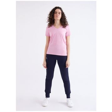 Kappa 361D5Uwx5W W Logo Cabou Bisiklet Yaka Regular Fit Düz Pembe Kadın T-Shirt