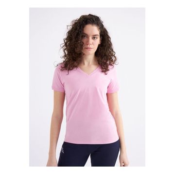 Kappa 361D5Uwx5W W Logo Cabou Bisiklet Yaka Regular Fit Düz Pembe Kadın T-Shirt