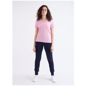 Kappa 361D5Uwx5W W Logo Cabou Bisiklet Yaka Regular Fit Düz Pembe Kadın T-Shirt
