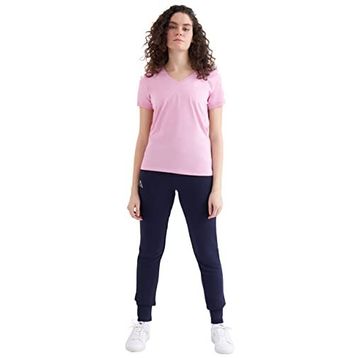Kappa 361D5Uwx5W W Logo Cabou Bisiklet Yaka Regular Fit Düz Pembe Kadın T-Shirt
