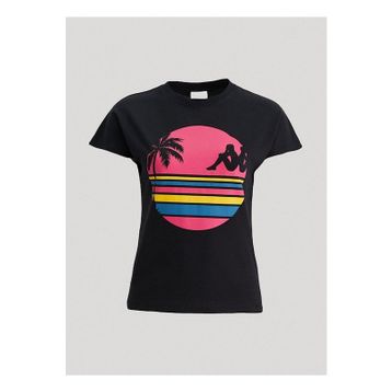 Kappa 371E8Cwa0B-1 W Authentic Sand Pakita Bisiklet Yaka Comfort Fit Düz Siyah Kadın T-Shirt