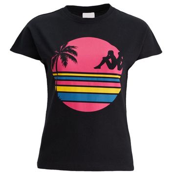 Kappa 371E8Cwa0B-1 W Authentic Sand Pakita Bisiklet Yaka Comfort Fit Düz Siyah Kadın T-Shirt