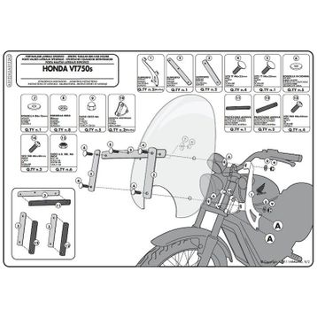 Kappa AS122A2 Honda VT 750 S 10-15 Motosiklet Rüzgar Siperlik Bağlantısı