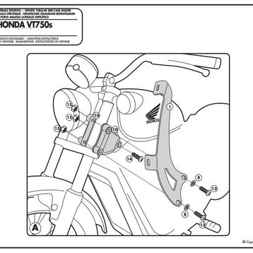 Kappa AS122A2 Honda VT 750 S 10-15 Motosiklet Rüzgar Siperlik Bağlantısı