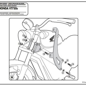 Kappa AS122A2 Honda VT 750 S 10-15 Motosiklet Rüzgar Siperlik Bağlantısı
