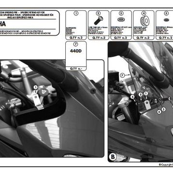 Kappa D440KIT Yamaha FZ6 600 Fazer S2 07-11 Motosiklet Rüzgar Siperlik Bağlantısı